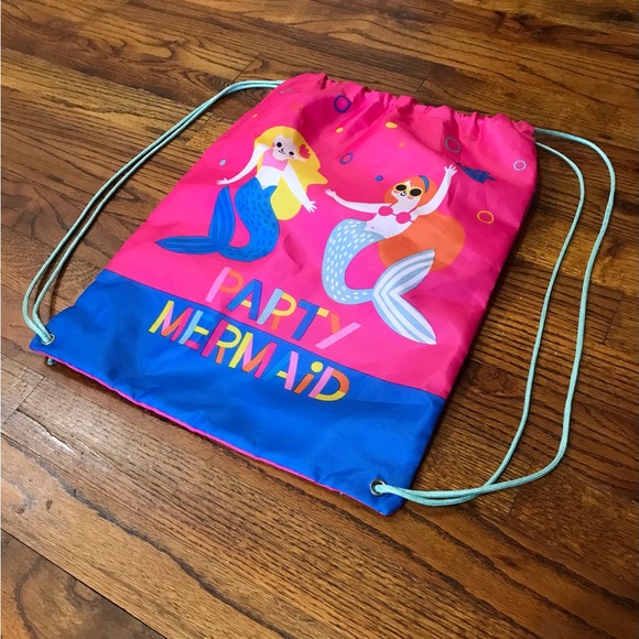 Party Mermaid Draw String Backpack Bag Tote Sack Carryall Toddlers Little Girls - Picture 6 of 16